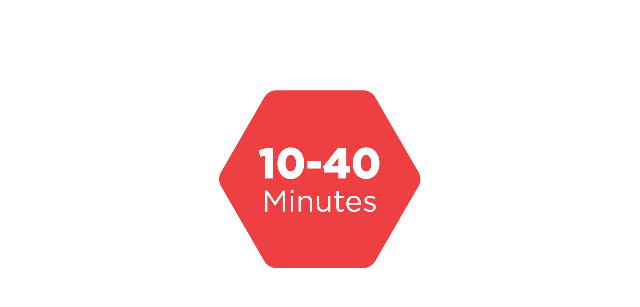 A close-up of the red Trigahex hexagon, representing the game's adaptable playtime of 10 to 40 minutes—perfect for quick rounds or longer strategic sessions.