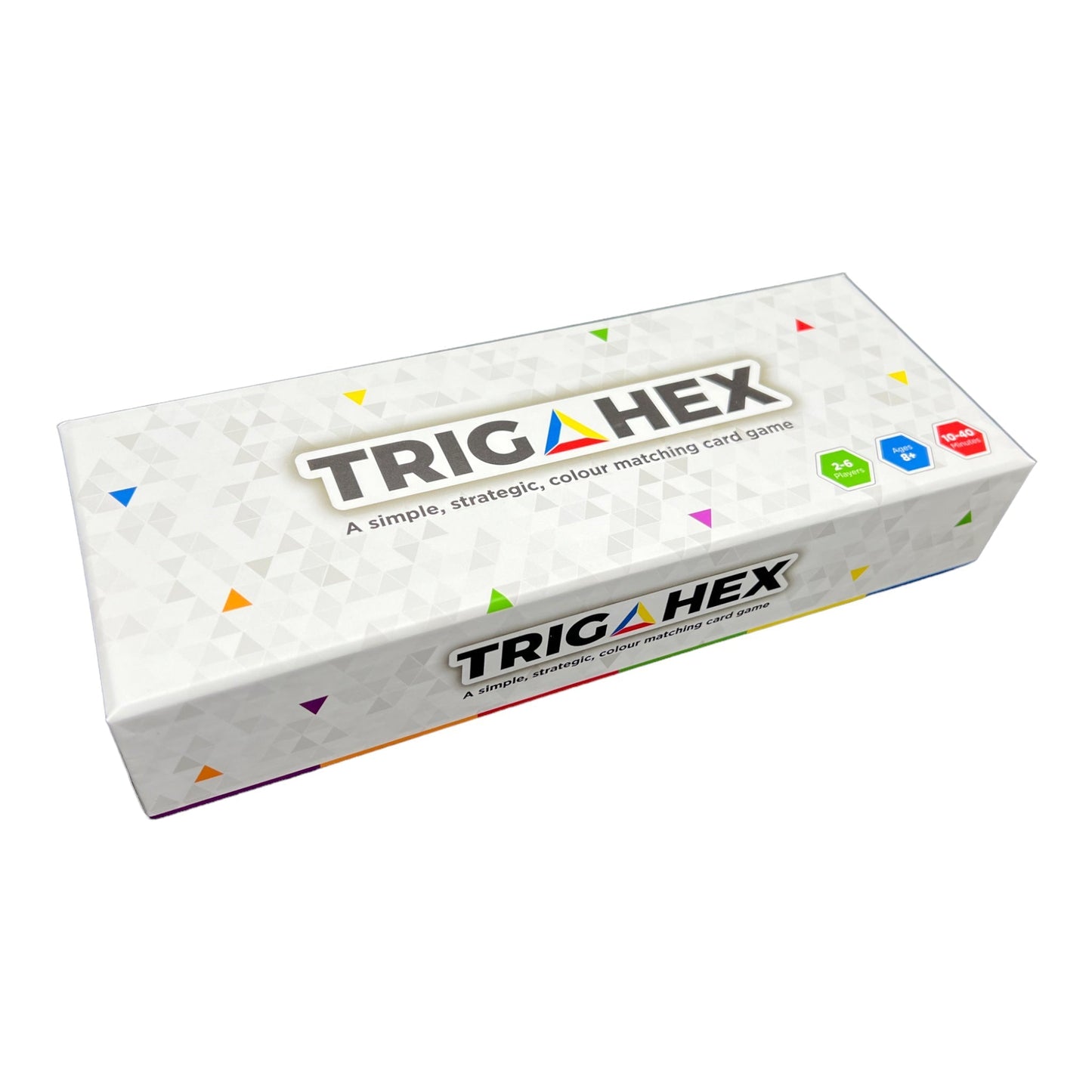 Trigahex is a card game showcasing a fun, strategic game for all ages